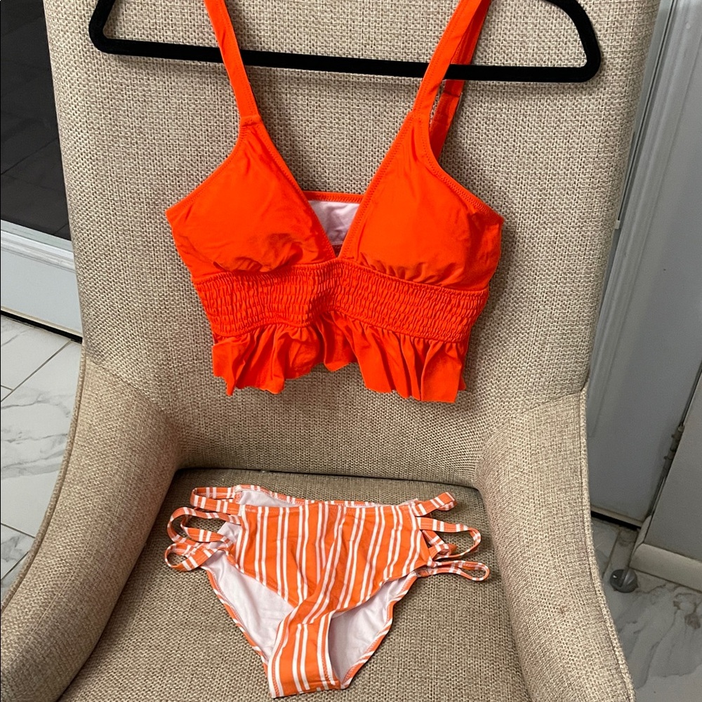 Cupshe Orange Ruffled Bikini Set
